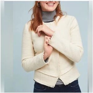 Anthropologie Ett:twa Bardot Knit Moto jacket, Cream Color, size XS